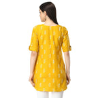 Leriya Fashion Rayon Fabric Printed Round Neck Short Kurtis For Women Top Dresses Kurti For Girls & Ladies Kurtis (X-Large, Must