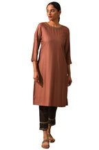 W For Woman Dusty Pink Silk Viscose Tussar Kurta_21Juf11315-920297_Xs