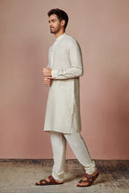 Manyavar Mens Kurta, Full Sleeve Mandarin Collared Ethnic Knee Length Kurta, Linen Kurta For Festival, Wedding, Party, Anniversa