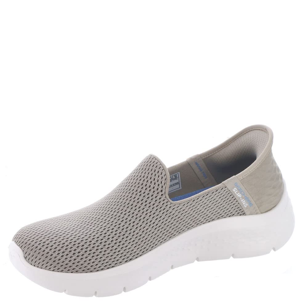 Skechers Women's Hands Free Slip-Ins Go Walk Flex-Relish Sneaker, Taupe/Blue, 6.5 Wide