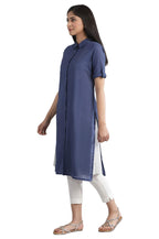 Aurelia Women'S Cotton Blend Navy Collar Neck Dress Knee-Length & Gillet