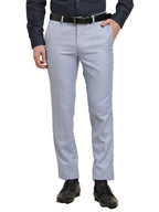 Turtle Men Pv Linen Light Blue Dobby Printed Slim Fit Formal Trouser