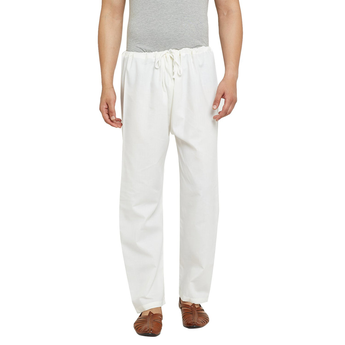 SOJANYA (Since 1958, Mens Off-White Pure Cotton Aligarhi Pyjama, Size: FreeSize