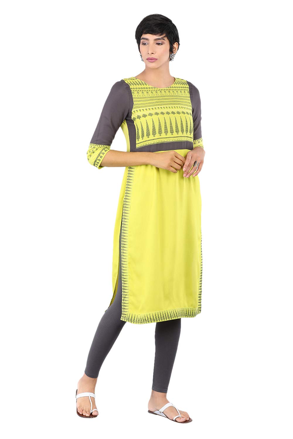 W For Woman Straight Kurta (18Auw11254-310094_Green_12)