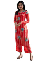 ANNI DESIGNER Womens Rayon Viscose Floral Straight Kurta with Pant (GADUGI RED Small)