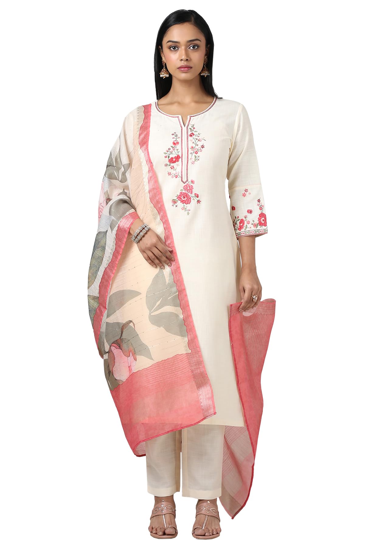 Soch Women Ruby Silk Embroidered Suit Set