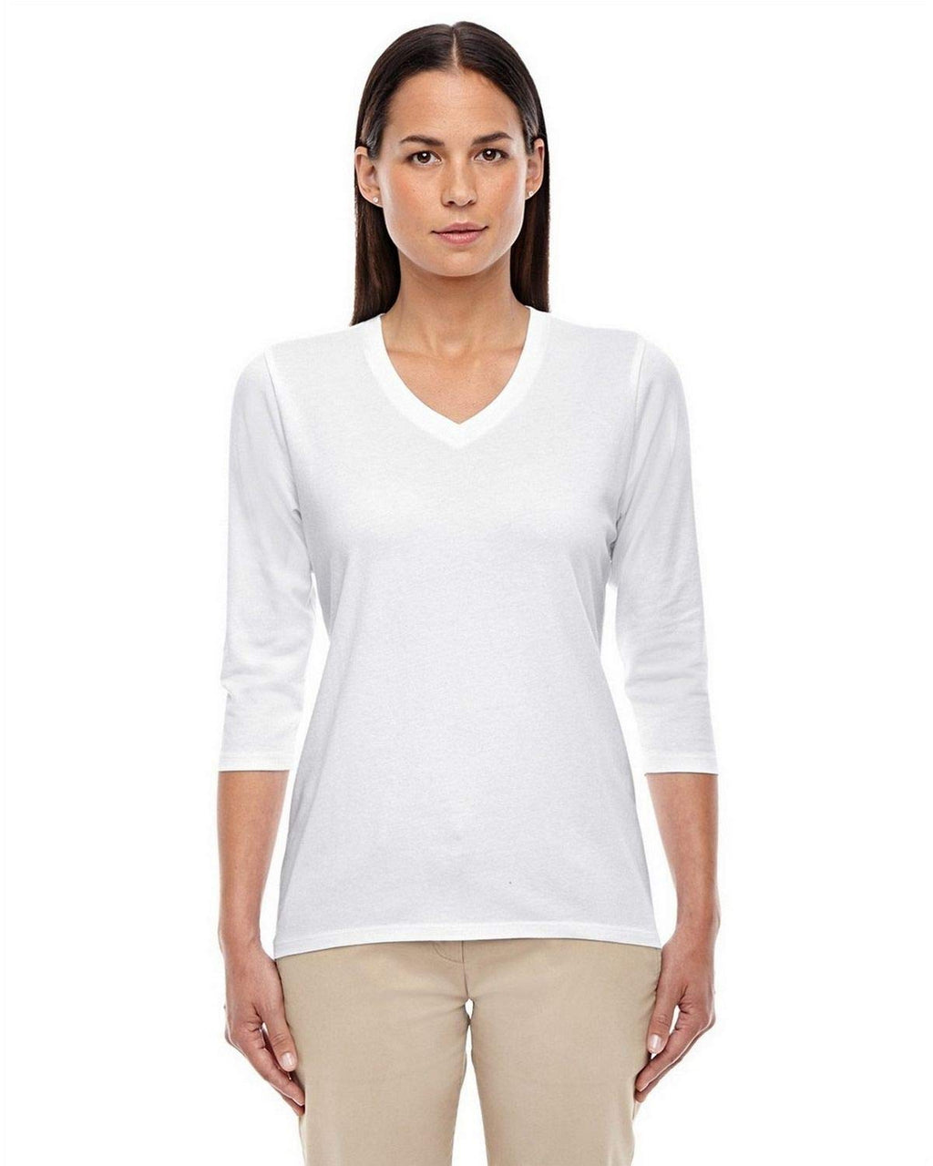 Ladies Perfect FitBracelet-Length V-Neck Top - WHITE - XS(D0102H76KHP)