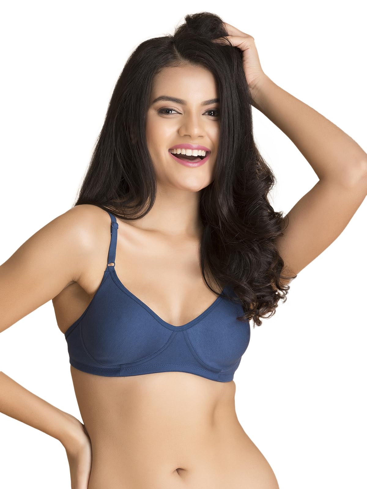 Clovia Cotton Rich Non-Padded Non-Wired T-Shirt Bra (Br0184P08_Blue_38C)