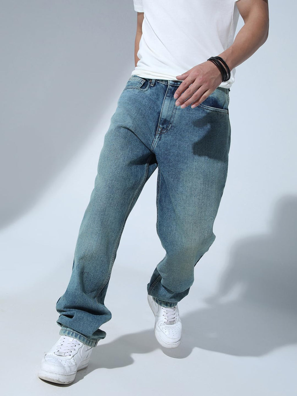 Hubberholme Men Blue Cotton Straight Fit Casual Jeans