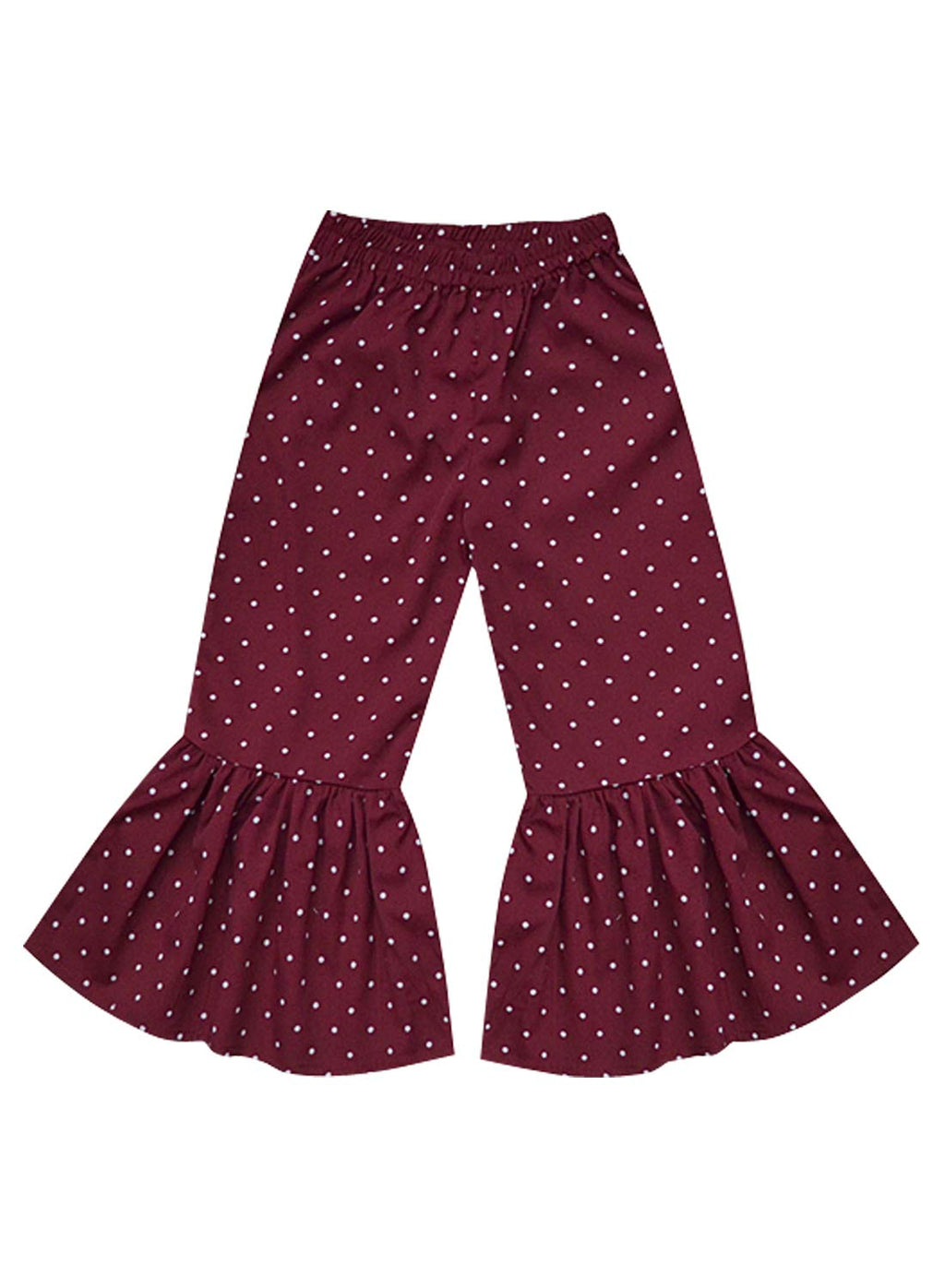 A.T.U.N. (ALL THINGS UBER NICE) Girls High Rise Regular Elasticated Waistband Casual Ruffle Pants Maroon-White