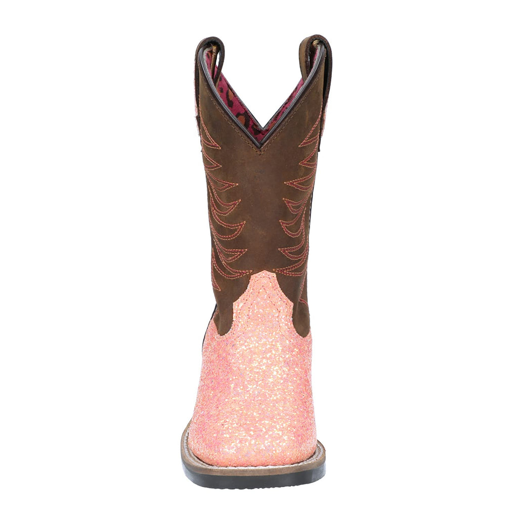 Smoky Children Ariel Pink Glitter, Crazy Horse Western Cowboy Boot, Size 3.5R
