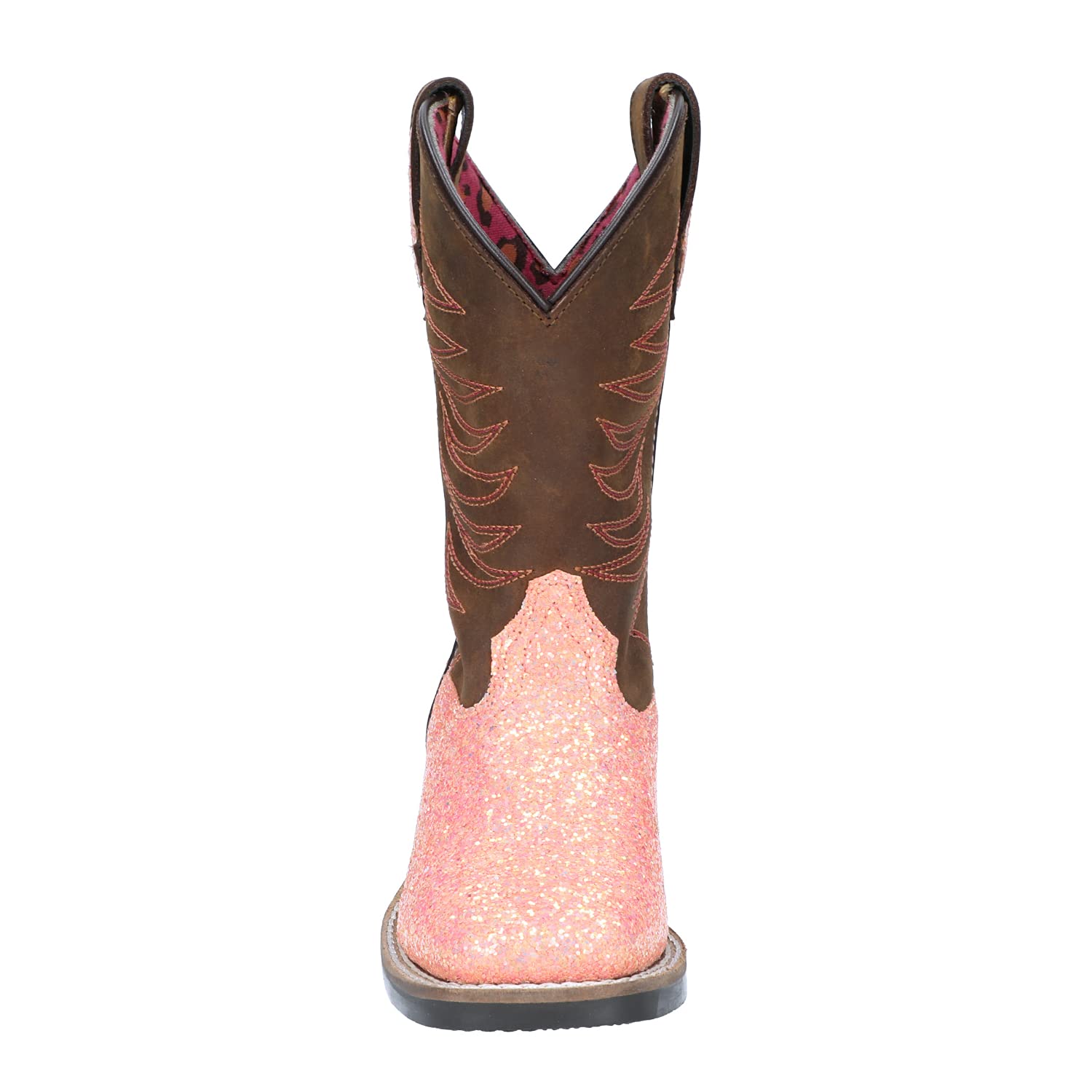Smoky Children Ariel Pink Glitter, Crazy Horse Western Cowboy Boot, Size 4.5R