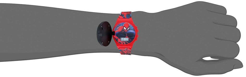 Marvel Spider-Man Kids Digital LCD Watch with Flashing Flip-Top Cover, Easy-Read Display, and Adjustable Strap - Fun Digital Wat