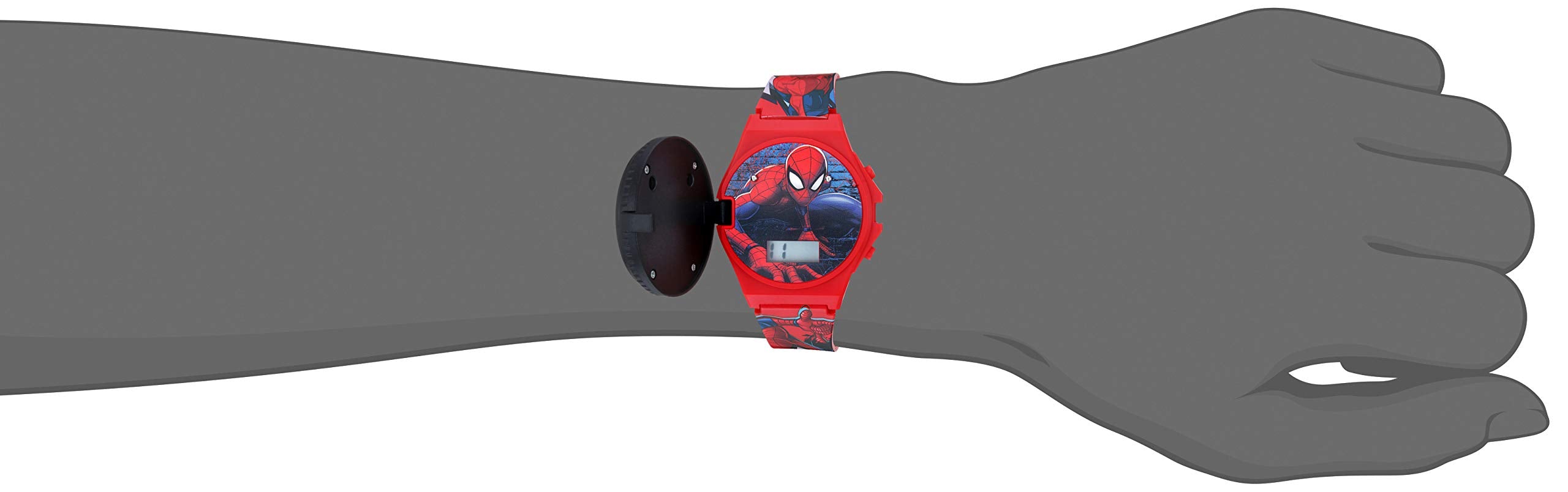 Marvel Spider-Man Kids Digital LCD Watch with Flashing Flip-Top Cover, Easy-Read Display, and Adjustable Strap - Fun Digital Wat