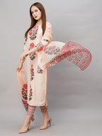 ANNI DESIGNER Womens Rayon Blend Straight Printed Kurta with Pant & Dupatta (Actual-Cream-NW_L_Cream_Large)