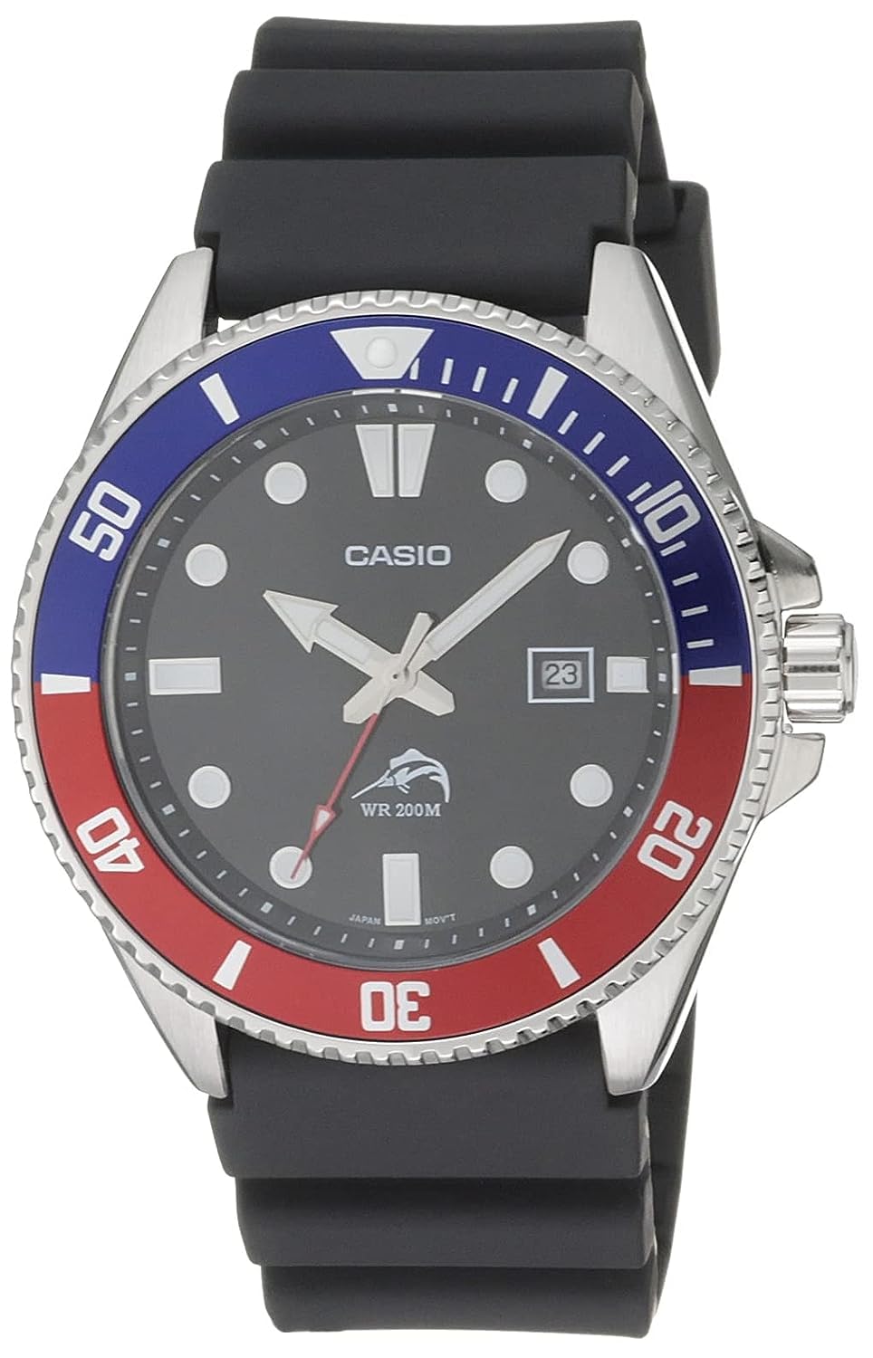 Casio Men's Stainless Steel Quartz Watch with Resin Strap, Black, 26 (Model: MDV-106B-1A2VCF)
