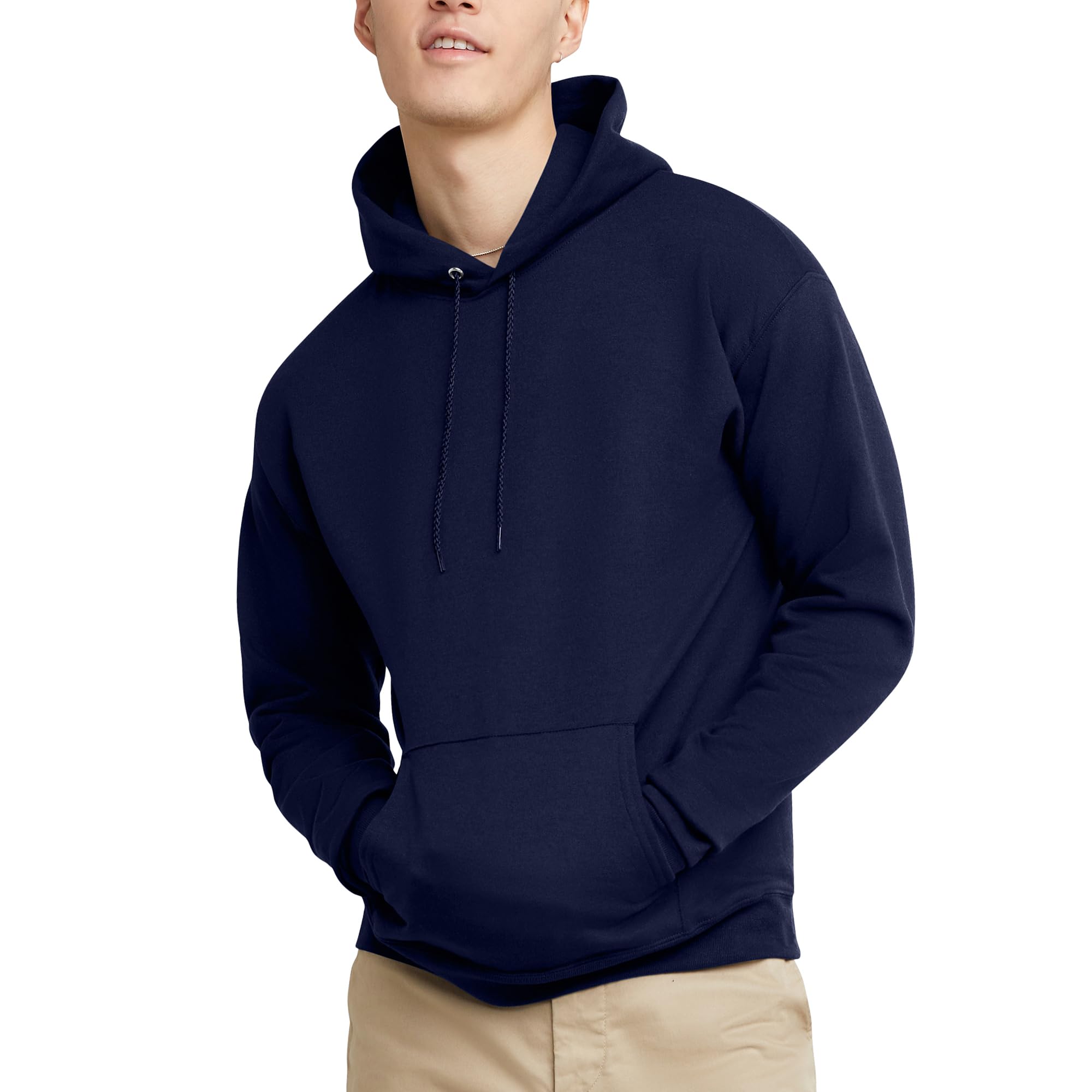 Hanes Men's Big and Tall Pullover EcoSmart Hooded Sweatshirt, Navy, 4X Large