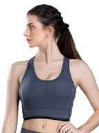 Clovia Womens Polyester Medium Impact Non-Padded Wirefree Full Cup Sports Bra (BR2158P01_Grey_XXL)