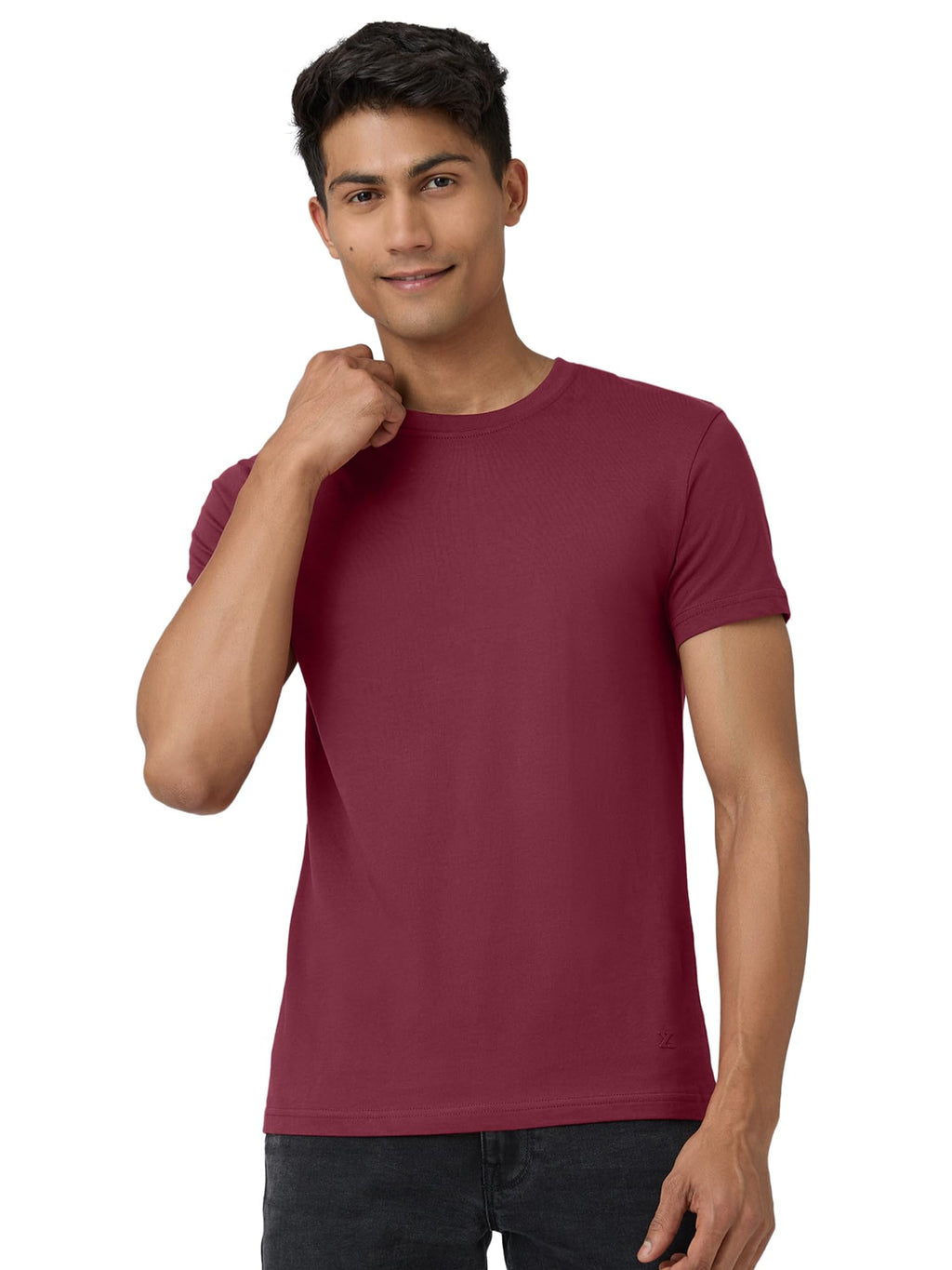 XYXX Mens Solid Regular Fit T-Shirt (XY_CR15_Tshirt_1_Wine