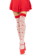 Spandex sheer polka dot mushroom thigh highs.