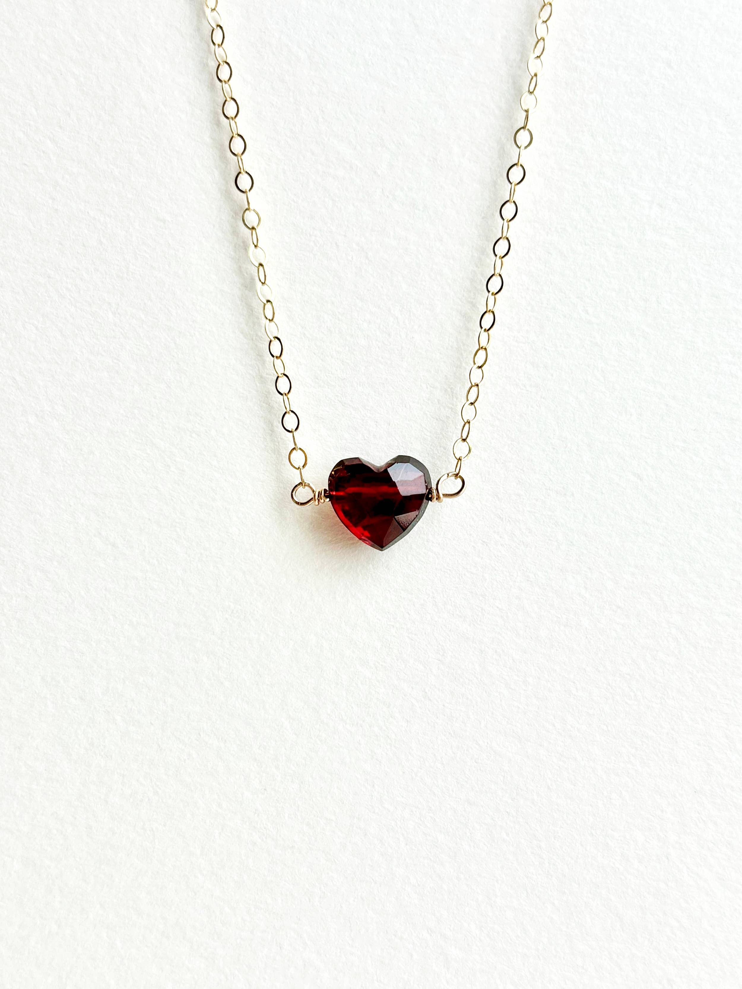 Garnet Heart Necklace