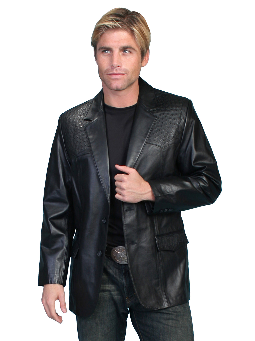 OSTRICH TRIMMED BLAZER