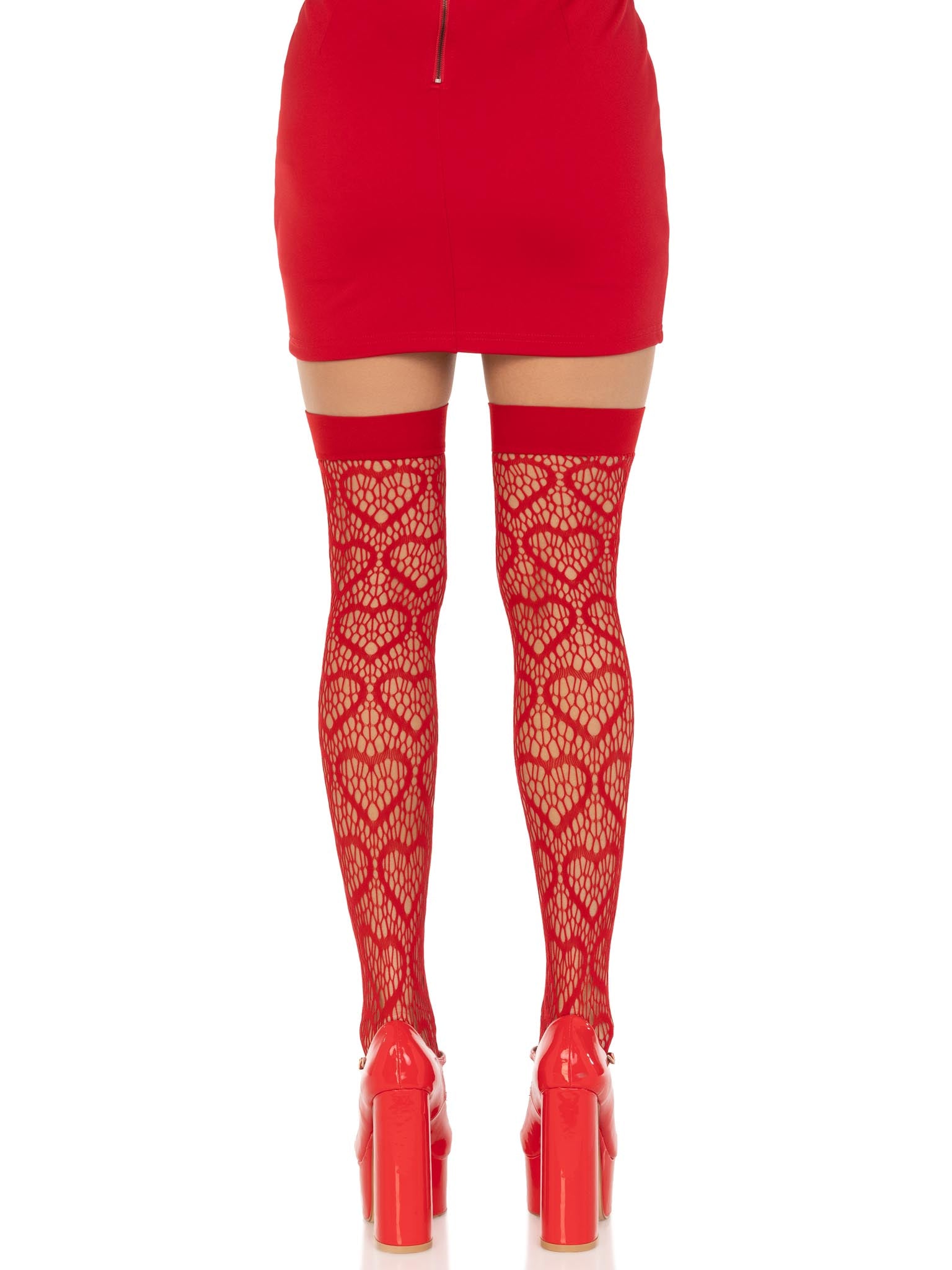 Heart net thigh highs