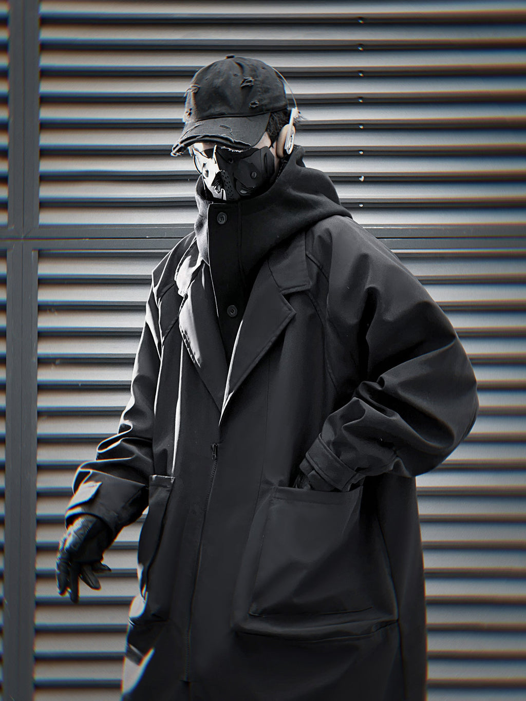 HiJ36 Black Urban Trench Coat