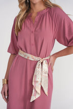 Bandana Waist Cotton Dress- Summer Rose