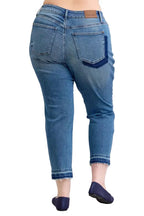Judy Blue Full Size Mid Rise Bf Patch & Repair Destroy Release Hem Jeans Plus Size