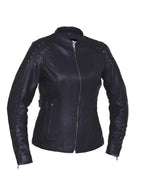 Ladies Derringer Lambskin Leather Jacket,Black,Size - Medium