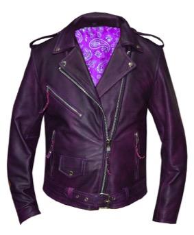 Ladies Purple Lambskin Jacket ,PUR ,L