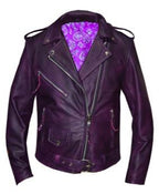 Ladies Purple Lambskin Jacket ,PUR ,XL
