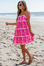 Women's Mini Dress Mini Dress - Floral Tie Shoulder - A-Line Vacation Style