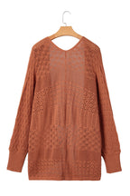 Redwood Burl Mixed Pattern Knitted Open Front Plus Cardigan