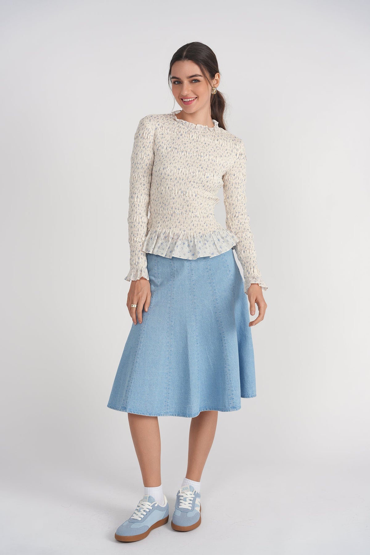 Raychie Top- Blue Ditsy Floral
