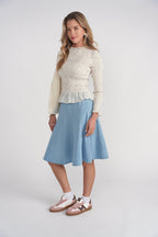 Raychie Top- Blue Ditsy Floral