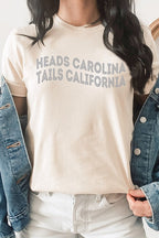 Heads Carolina Tails California Trip Graphic Tee T-Shirt
