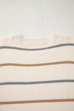 Multicolour Striped Drop Shoulder Plus Sweater