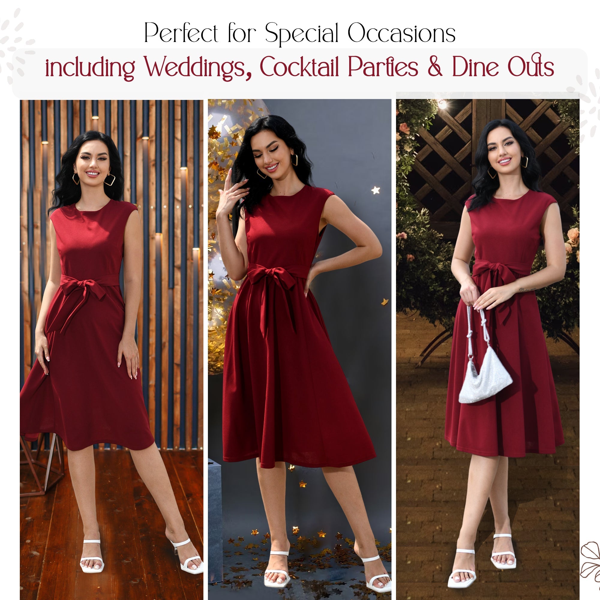 Womens Vintage Cocktail Dresses - Bridesmaid & Prom Dress - Burgundy