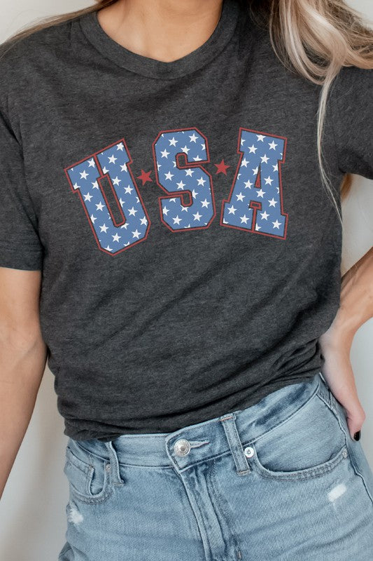 Starred USA Patriotic Graphic Tee T-Shirt