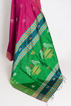 Mridula : Lightweight Bishnupur Katan Silk Saree in Purple and Green