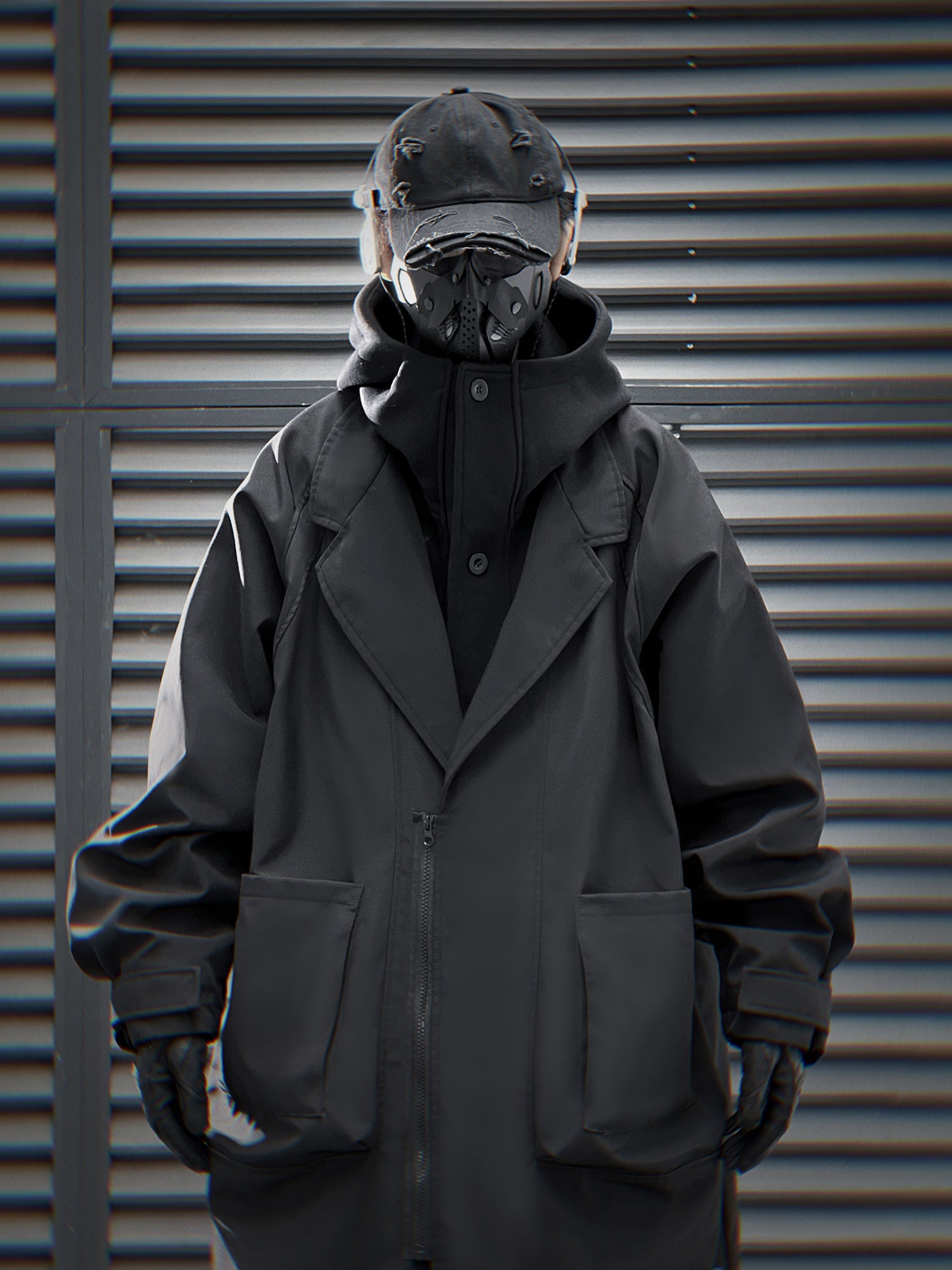 HiJ36 Black Urban Trench Coat