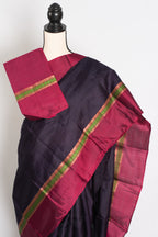Nisha :Midnight Blue Pure Silk No Zari Kanjivaram Saree with Thread Work