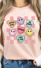 Valentines Heart Candy Checker Graphic Tee T-Shirt