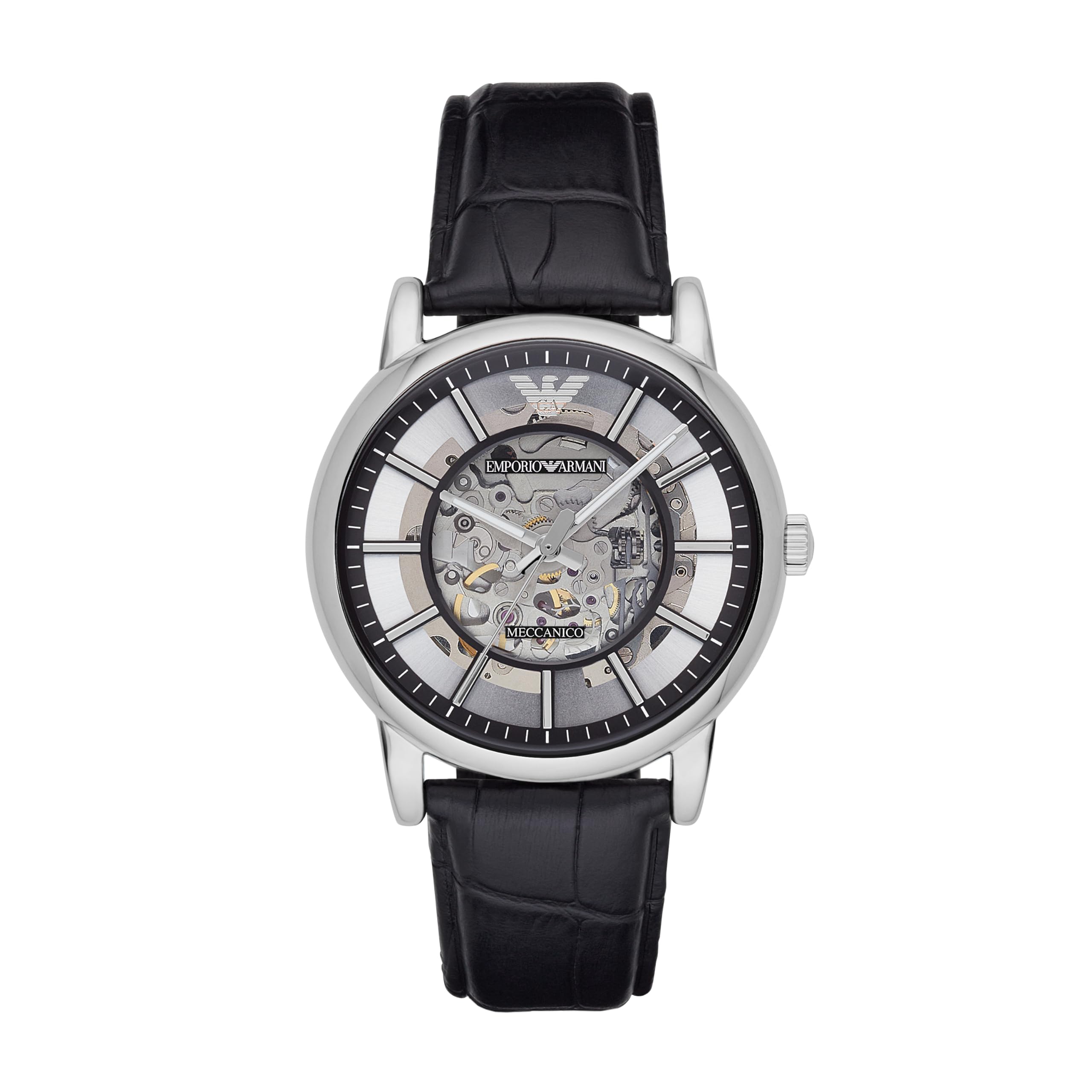 Emporio Armani Men's Automatic Black Crocodile Embossed Leather Watch (Model: AR1981)