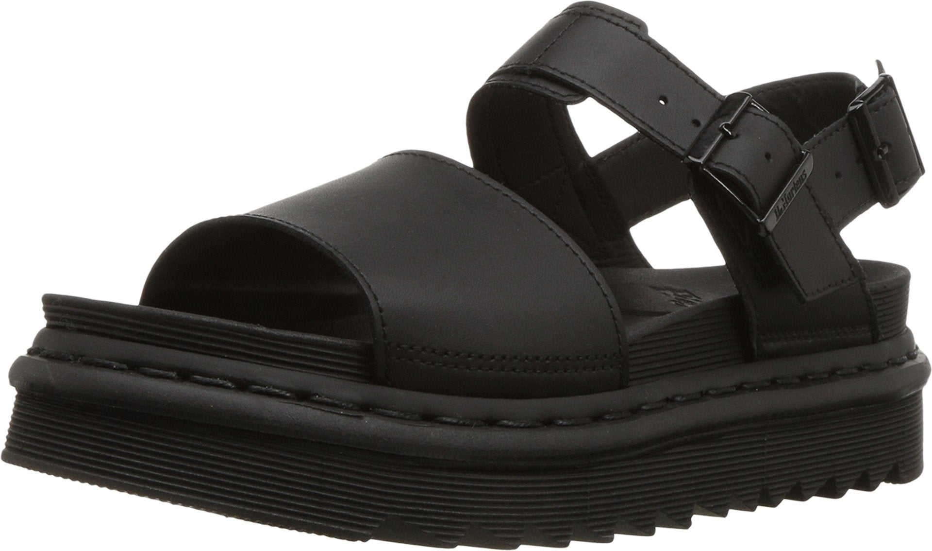 Dr. Martens Womens Voss Fisherman Sandal, Black Hydro Leather, 7 US