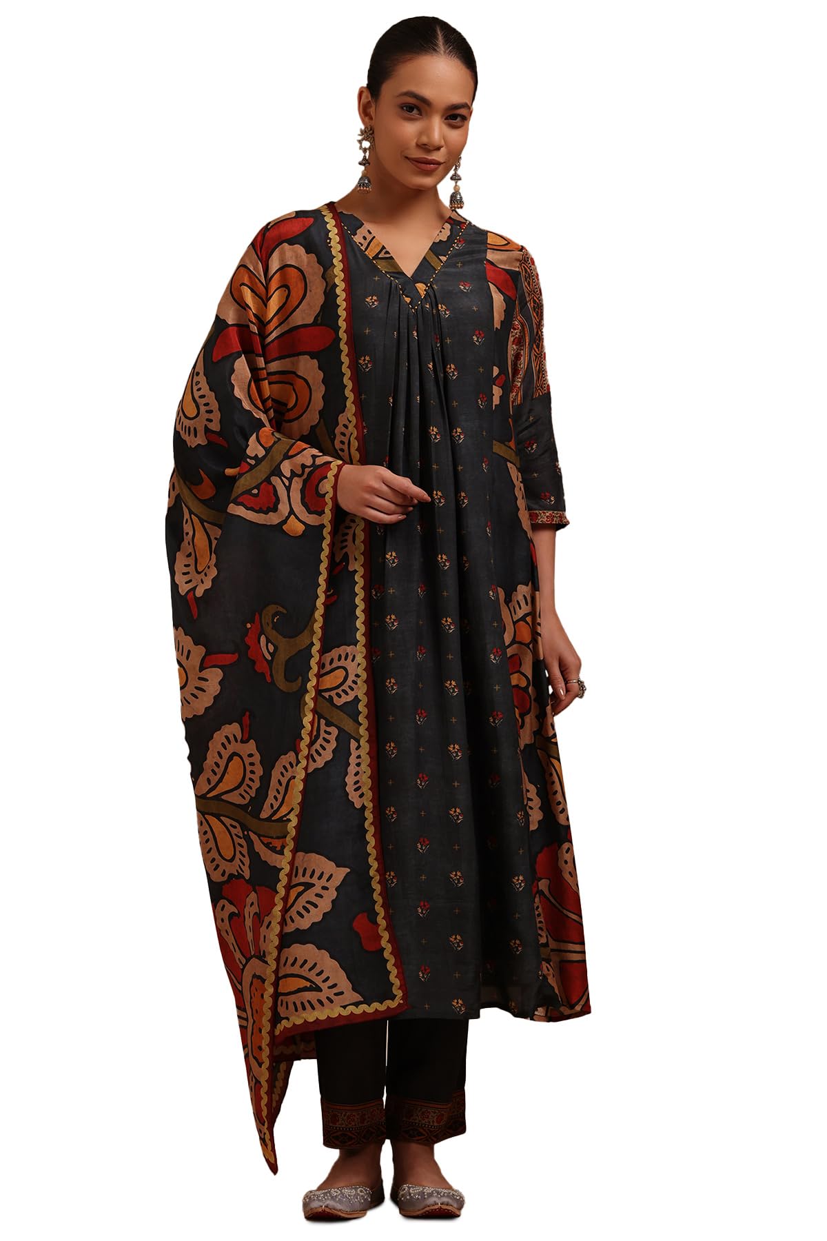 Soch Women Muslin Kalamkari Print Suit Set with Beads