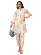 Womanista Women'S Silk Blend Co Ord Set (Coords_9001_Off White