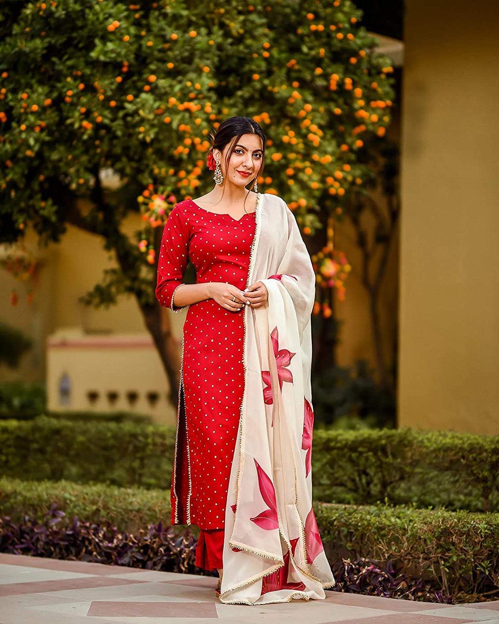 ANNI DESIGNER Rayon Kurta & Palazzo Women s Straight Fit Vest with Dupatta
